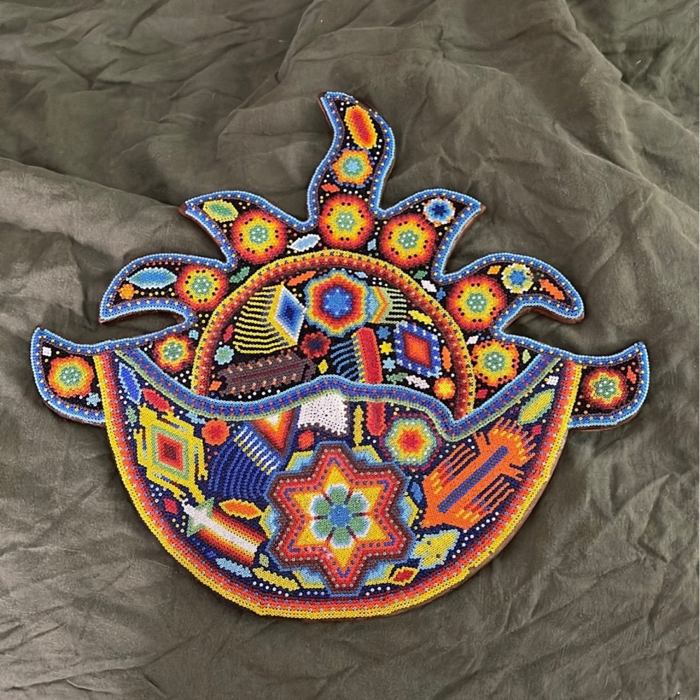 Colorful Beaded Sun and Moon Wall Art